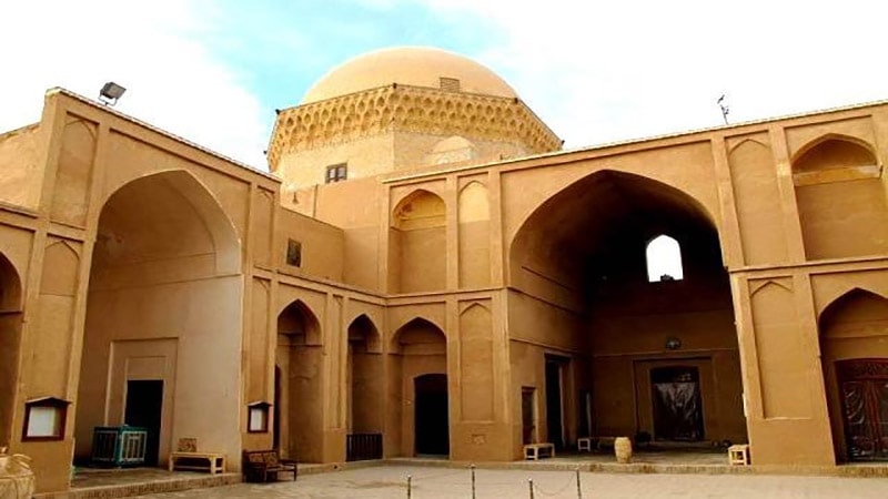 Alexander prison in Yazd with tall historical dome in a sunny day